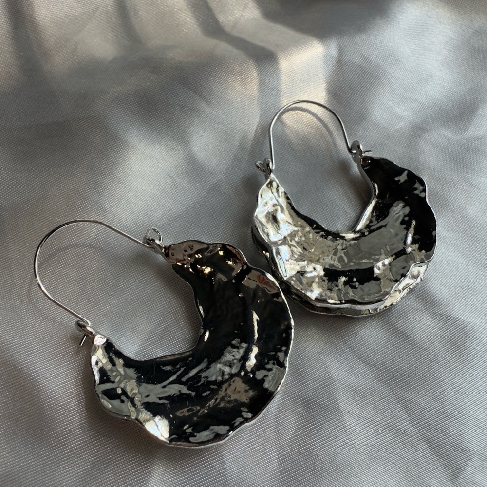 ZARA crescent Silver Hoop Earrings